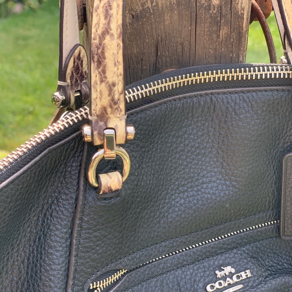 Coach black pebble leather & snakeskin Prairie satchel w/crossbody strap - Picture 6 of 16